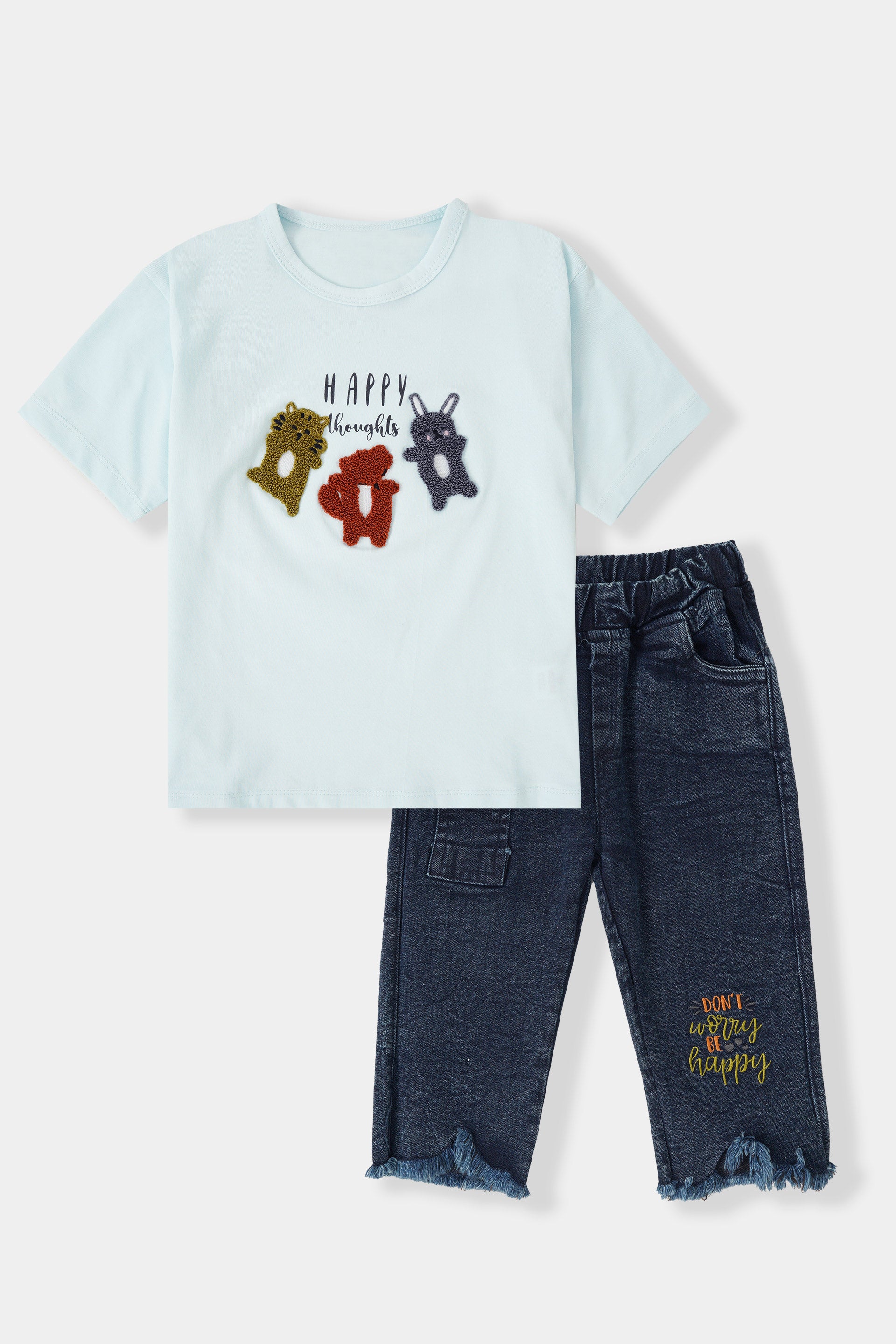 Girls Happy Thoughts Sky Suit & Set - Noobeeretail.com