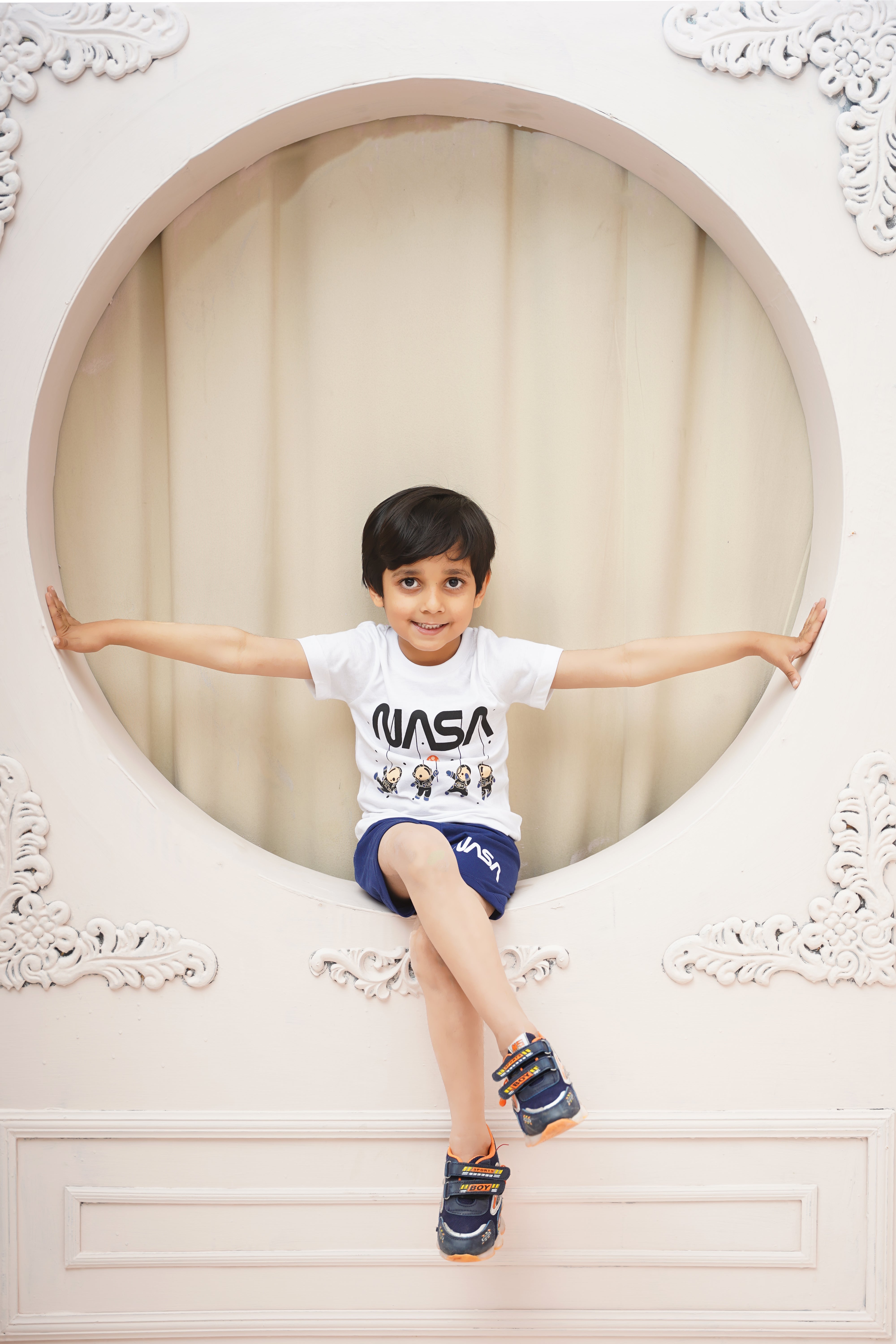 Boys Half Sleeves 2 Piece Suit Nasa White - Noobeeretail.com