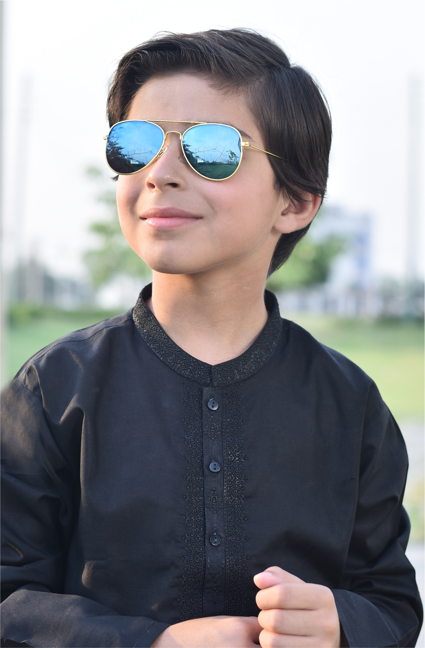 Boys' Classic Black Kurta & Shalwar